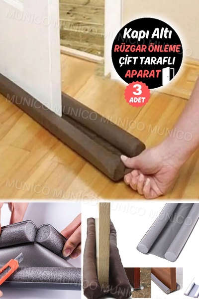 Gaggani 3 Adet Çift Taraflı Kapı Altı İzolasyon Süngeri, Kapı Altı Rüzgar Önleyici Soğuk Geçirmez Tozluk