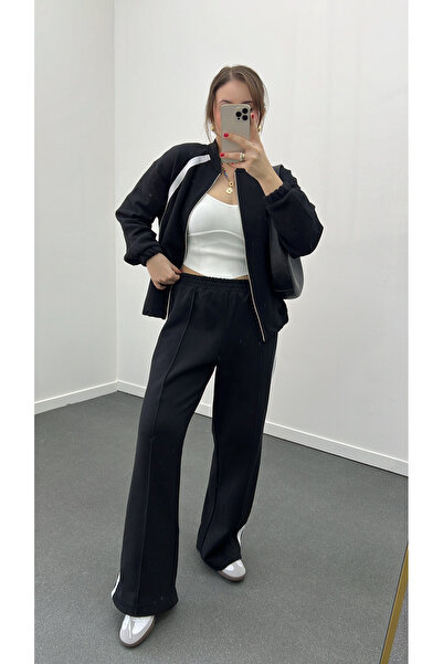 Narferita Комплект бомбър яке и спортен панталон на бели райета Oys