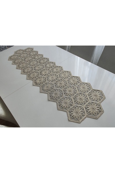 WENESSİ Anglez Kordon Simli Altıköşe Runner(38×130cm)