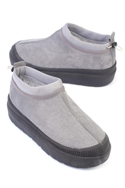 ShoeTek Γυναικείες μπότες İlivana με ελαστική πλάτη και γούνα στο εσωτερικό, γκρι σουέντ