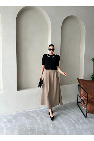 Laluvia Khaki Yoda skládaná dlouhá sukně