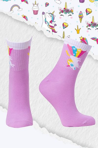 Nixora Πολύχρωμες κάλτσες Unisex με μοτίβο Unicorn
