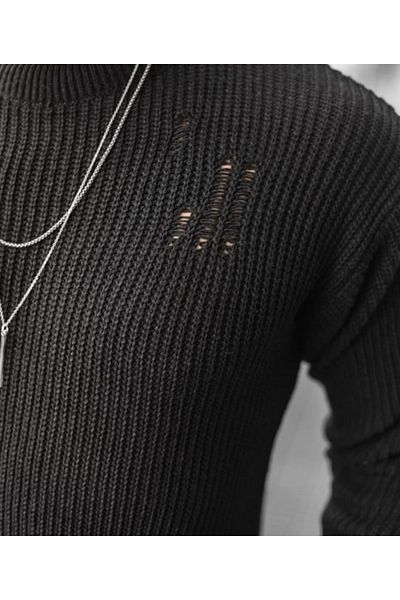 Butik Karaca КОПИЕ - мъжки плетен пуловер с голям размер и кръгло деколте