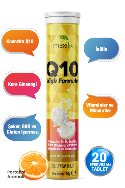 Maxiliv Q10 High Formula Koenzim Q10 - Inülin - Kore Ginsengi - Vitaminler ve...