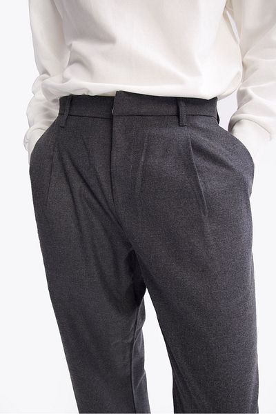 GIESTO Anthracite Pleated Wool Trousers