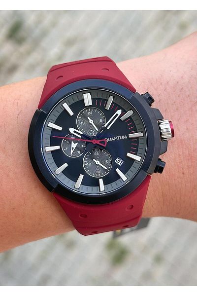 Quantum Steel Case Silicone Cord Men's Wristwatch