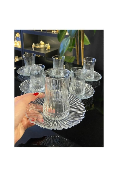 teknotrust Turuncu 12 Parça Çay Bardağı ve Tabağı Seti, şık ve kullanışlı tas...