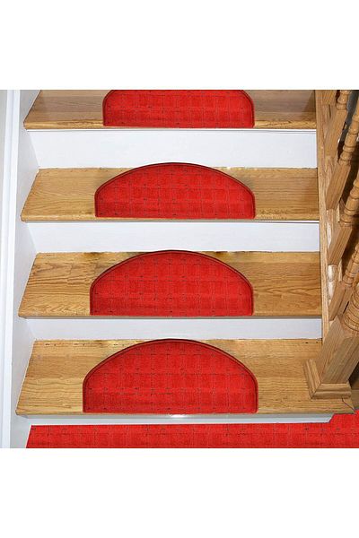 Stepmat Claret Red 16-Piece Oval Spotted Curl - Step and Stair Mat with Flap from Carpet