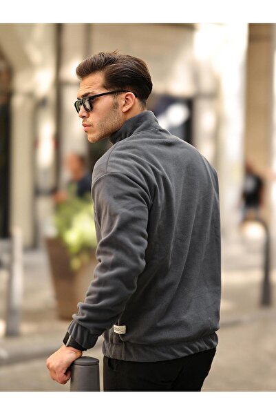 Valiberta Premium φούτερ με μισό φερμουάρ - Καπνιστό