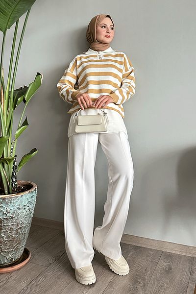 InStyle تونيك تريكو بلون الخردل بأزرار