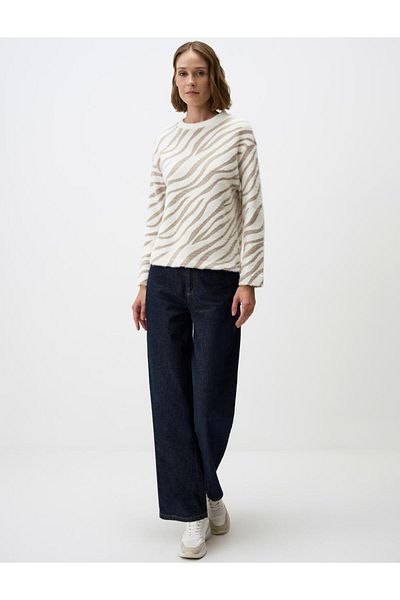 Jimmy Key Mink Crew Neck Relaxed Fit Patterned Knitted Blouse