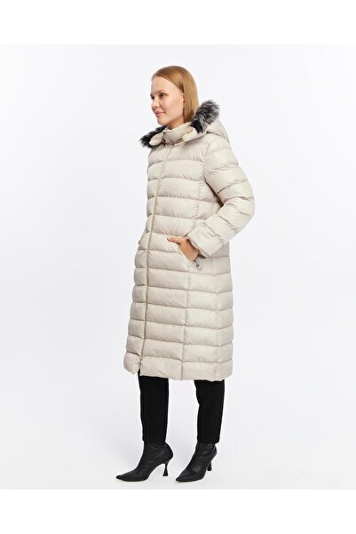 KMKkombin Új szezon női pehelykabát – hosszú, párnázott, kapucnis, szőrös és szálas, 2066-os plusz méretű