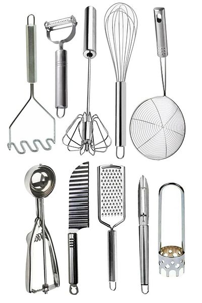 DORRY HOME 10 Pieces Stainless Steel Meal Prep Set - All Necessities Masher Beater Grater Knife Carving