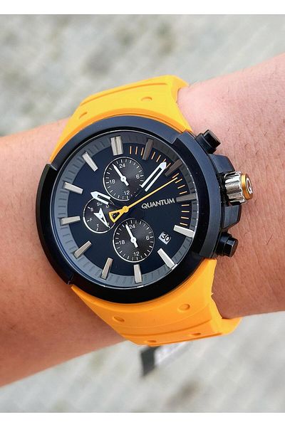 Quantum Steel Case Silicone Cord Men's Wristwatch