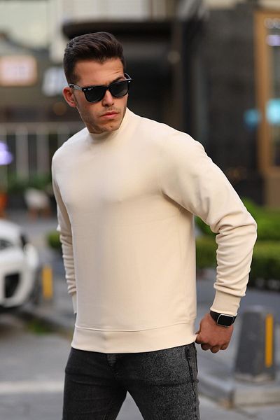 Valiberta Crew Neck Basic Sweatshirt - Beige