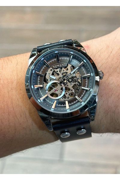 Reward Automatic Mechanism Leather Cord Men's Wrist Watch