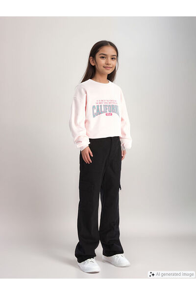 LC Waikiki Black Girl's Trousers with Adjustable Waist Elastic