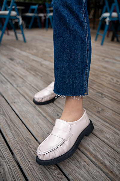 LAMİNTA Mocasini de damă cu cusături tricotate cu bandă Montero bej