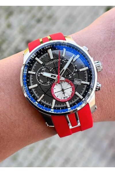 Quantum Steel Case Silicone Cord Men's Wristwatch