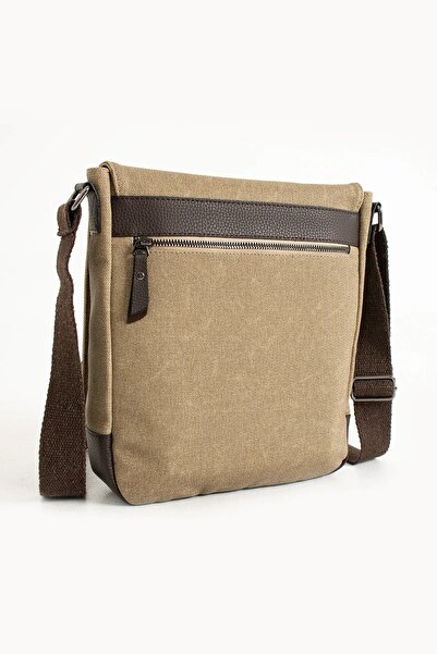 By Hakan Mega 417 Unisex - Canvas Strap Messenger Bag, Shoulder Bag Camel-Brown