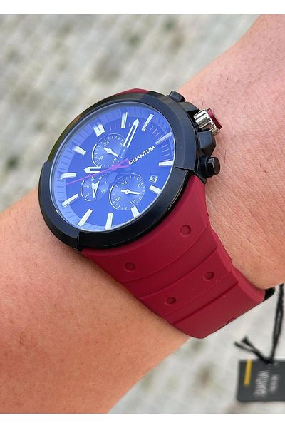 Quantum Steel Case Silicone Cord Men's Wristwatch