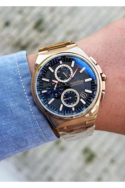Quantum Chronograph Mechanism Sapphire Glass Men's Wristwatch