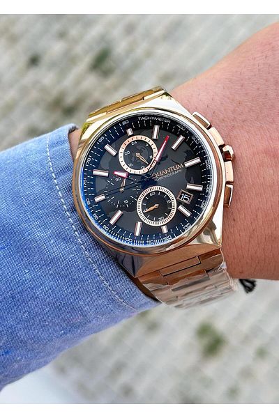 Quantum Chronograph Mechanism Sapphire Glass Men's Wristwatch