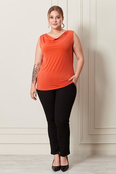Seamoda Plus Size 4 Seasons Degaje Collar Blouse - Stylish Undershirt-Orange