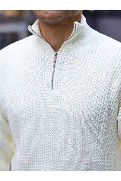 Valiberta Premium πουλόβερ με μισό φερμουάρ - Εκρού