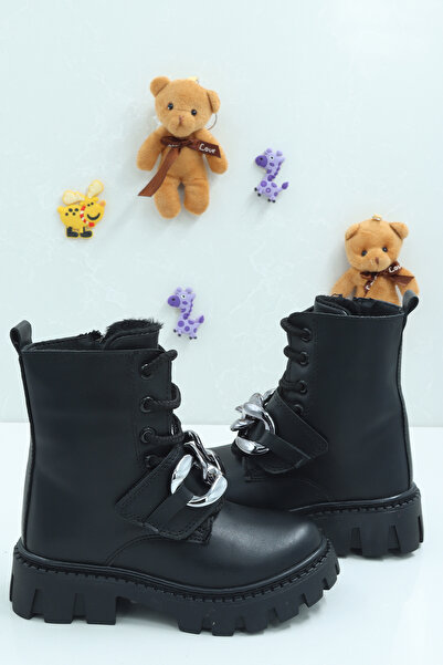 Moda Lime Unisex Sıcak Tutan Astarlı Chunky Kaymaz ve Rahat Taban Çocuk Kışlık Bot Kışlık Çocuk Bot