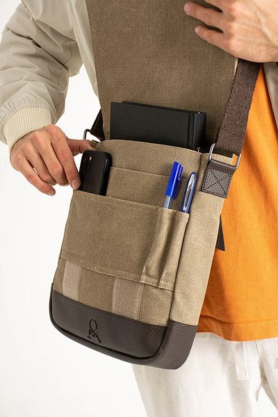 By Hakan Mega 417 UNISEX - Платнена чанта за през рамо, Чанта за през рамо CAMEL-BROWN