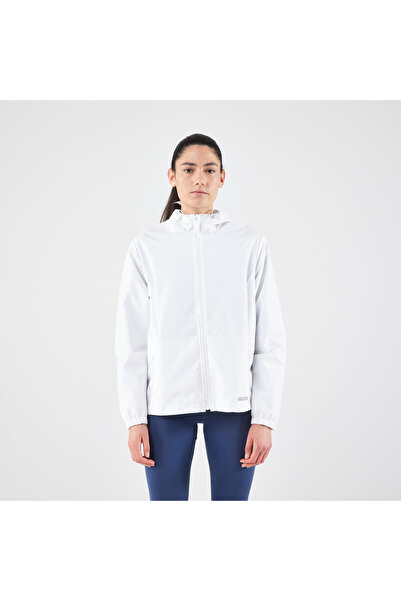 Decathlon Kiprun Kadın Koşu Yağmurluğu - Beyaz - Kiprun Run 100 Rain