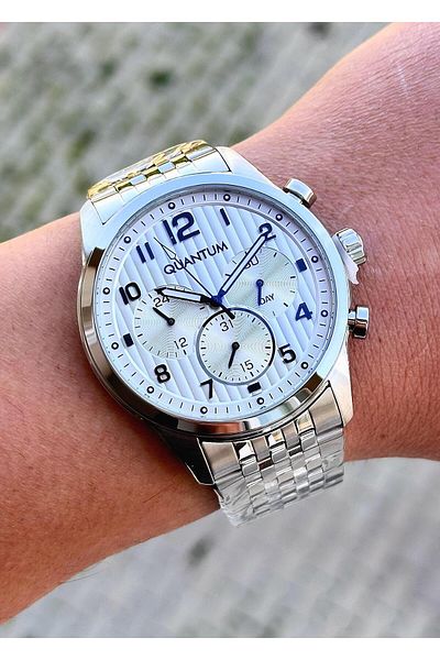 Quantum Men's Wristwatch - Steel Case and Steel Cord