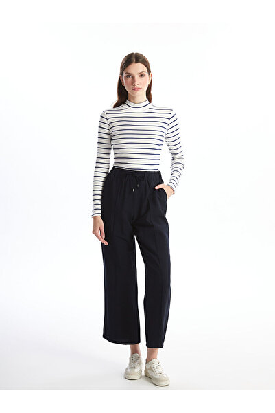 LC Waikiki Pantaloni de damă, albastru bleumarin, cu talie elastică, cu potri...