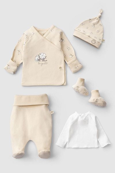 Little Gusto 5' Organic Cotton Hospital Discharge Set Large Cotton