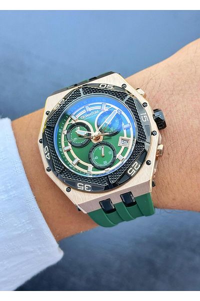Quantum Steel Case Silicone Cord Men's Wristwatch