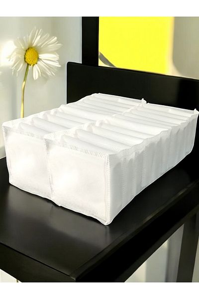 Balkan Room 2 Pieces White Accordion Type Medium 11 Compartment Drawer Organizer Closet Organizer Set 40X16X12 cm