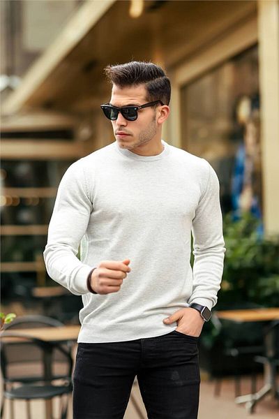 Valiberta Raglan Sleeve Crew Neck Thin Sweater - Stone