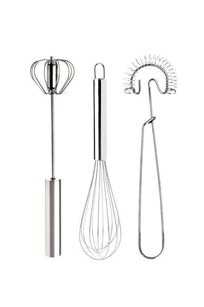DORRY HOME 3 Pieces Stainless Steel Whisk Set - Automatic Wire and Spring Whisk, Soup, Egg and Cake