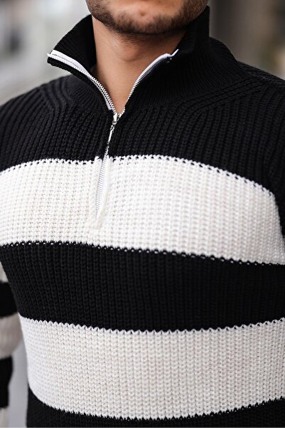 Valiberta Πλεκτό πουλόβερ με μισό φερμουάρ - Μαύρο