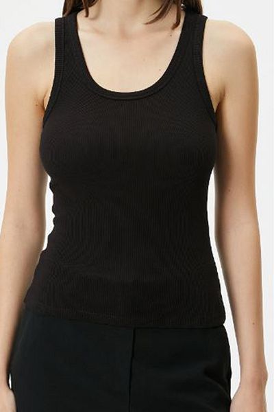Nicoletta Women's Ribbed Tank Top - Thick Strap, BlackBasicCamisole