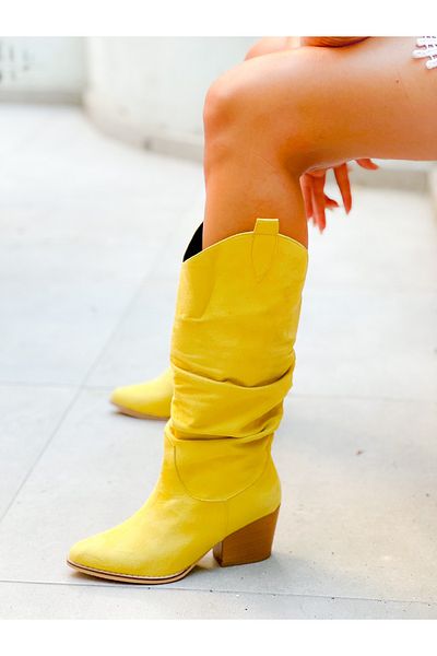 Yellow Women Knee High Boots Styles Prices Trendyol