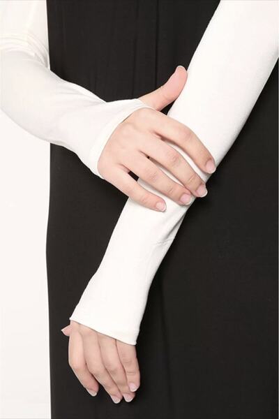 İmpavido elif nisa - Kadın Tesettür Kolluk beyaz  Parmak Geçmeli