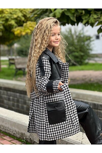 Calisa Girl's 3-Piece Leather Detailed Coat Leather Pants and Badi Set