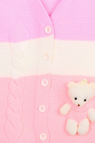 Beniizle Buttoned Girl's Knitwear Vest with Teddy Bear Detail
