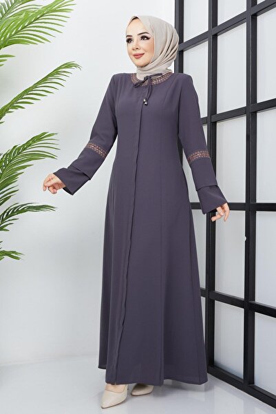 SENSTIL Broderie în mărime mare, cu detalii elaborate, antracit Ferace SS2032