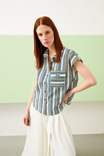 Jus De Pommes ÇİZGİLİ CEP DETAYLI KADIN GÖMLEK