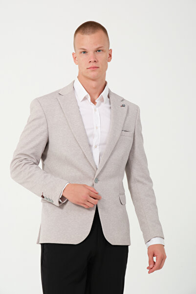 Bonesti Cream Men's Slim Fit Blazer Jacket