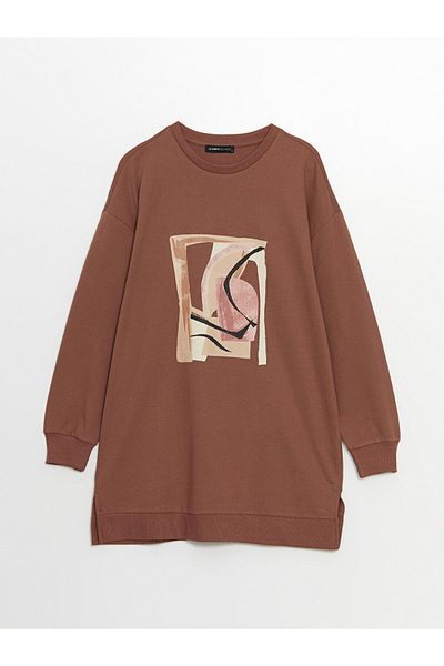 LC Waikiki Γυναικείο φούτερ με στάμπα LCW Crew Neck Oversize