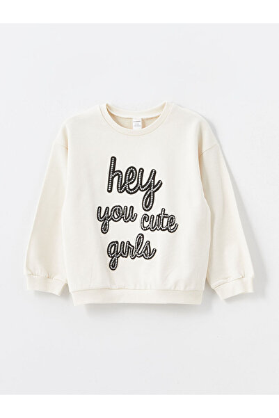 LC Waikiki Lcw Crew Neck Long Sleeve Printed Baby Girl Sweatshirt and Leggings 2 Pieces Set